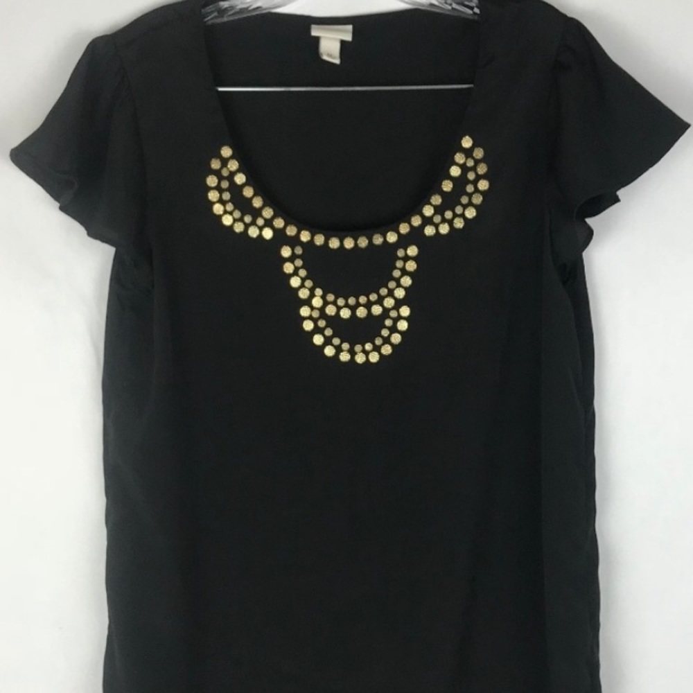 Black belted blouse w/ gold embellishment